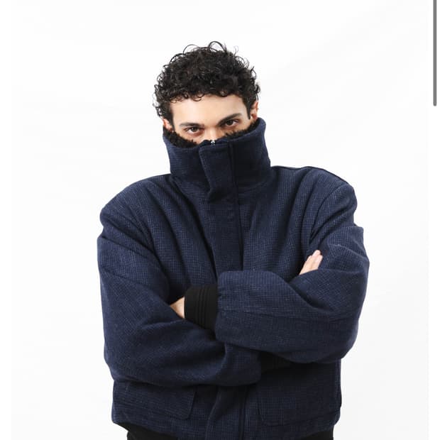 (구매)헬렛 하이넥 포켓 블루종 m사이즈