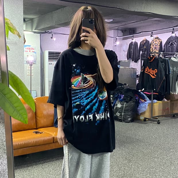 락볼루션 핑크 플로이드 프린팅 반팔티 0728