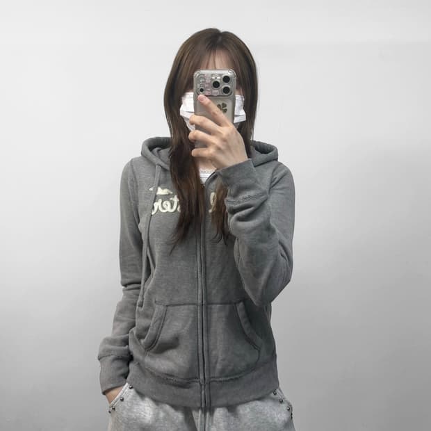 홀리스터 스펠 로고 후드집업 그레이