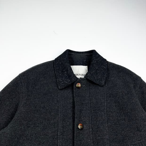 런던포그 차콜 모직 반코트 블루종 자켓 (M)