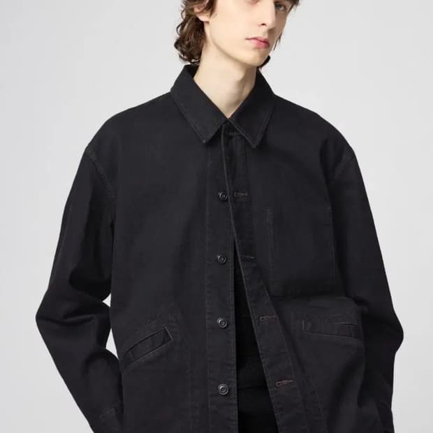 (새제품) 유니클로 오버사이즈컬러데님재킷 블랙 L사이즈