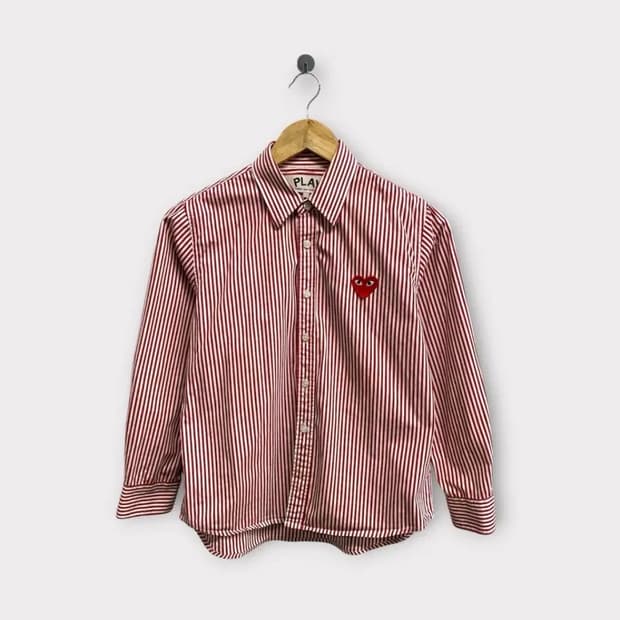 꼼데가르송 레드 스트라이프 셔츠 S