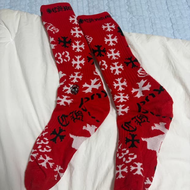 크롬하츠 스텐실 양말 레드 size M