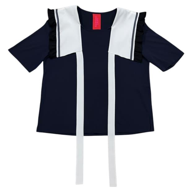 럭키슈에뜨 네이비 세일러 반팔 티셔츠 36