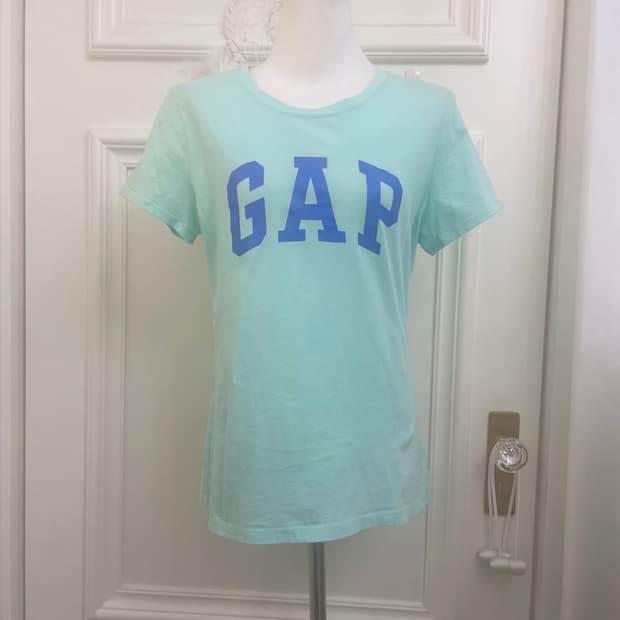 GAP mint blue logo basic top(size-M)