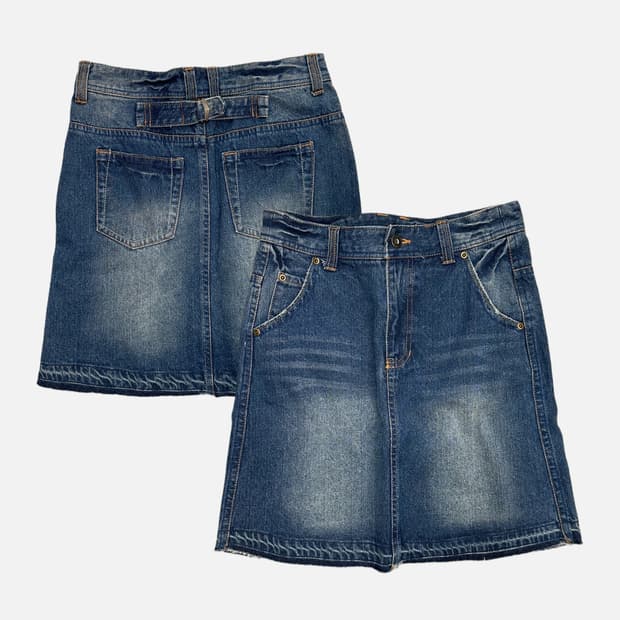 fade strap denim skirt