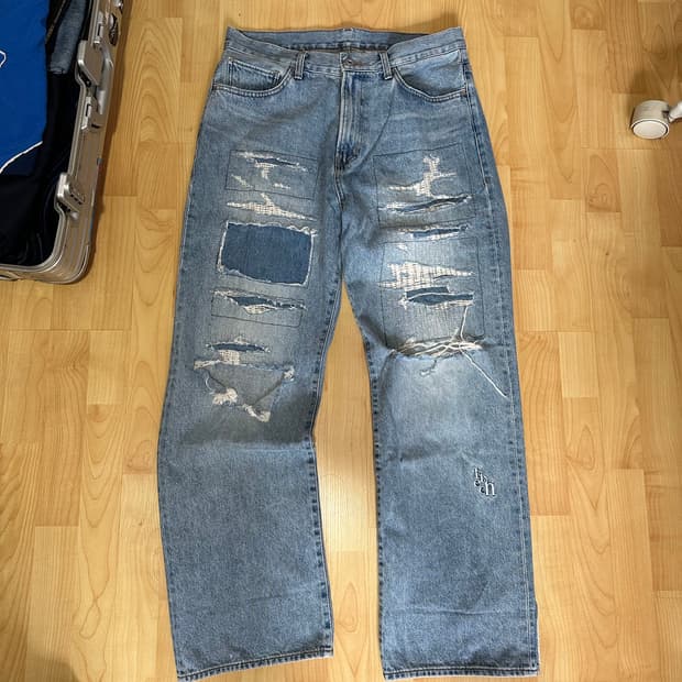 페치선데이 스톰 와이드진 Fetch destroy wide jeans