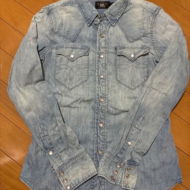 RRL 더블알엘 워시드 데님 웨스턴 셔츠