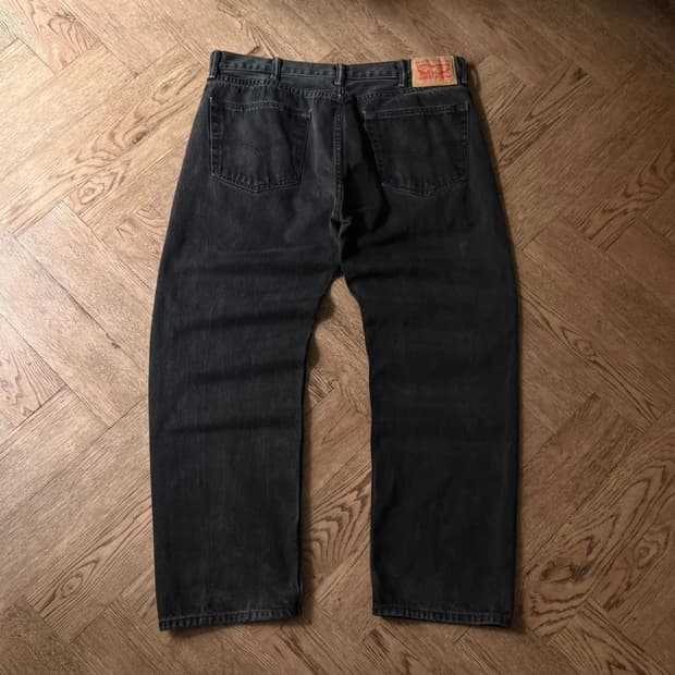 [38]리바이스 505 레귤러 스트레이트 흑청 데님 팬츠