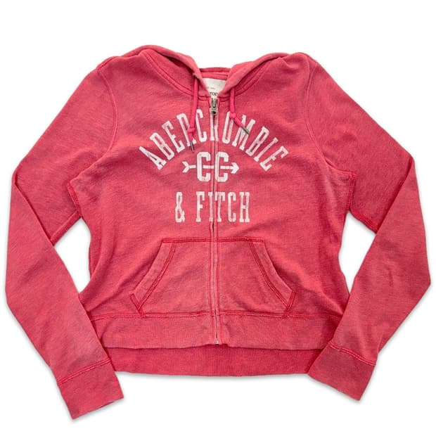 빈티지 Abercrombie 오랜지핑크 레터링 후드집업