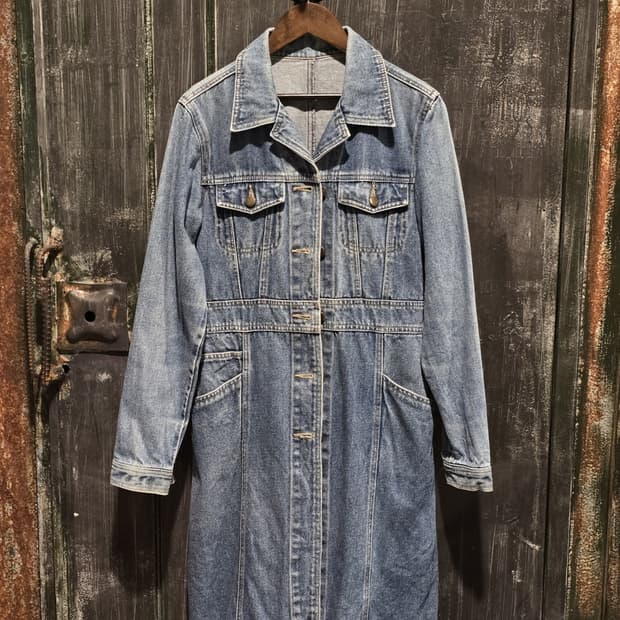 80s Cotton Long Denim Jacket