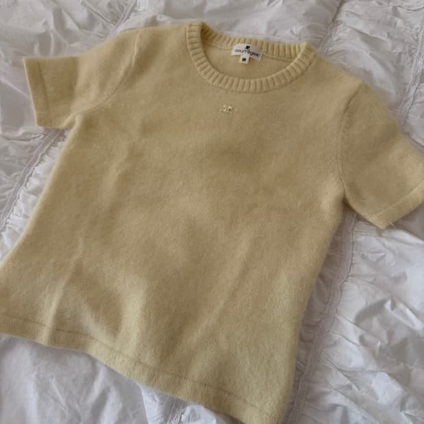 COURREGES 꾸레쥬 앙고라 반팔 니트