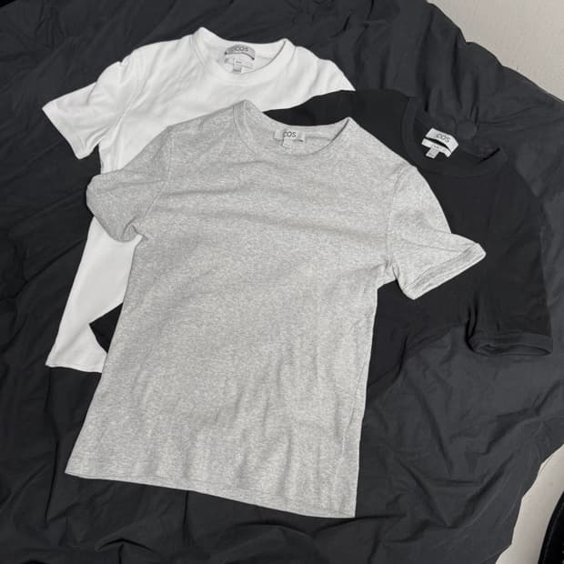 cos 슬림 리브드 티셔츠 (S)