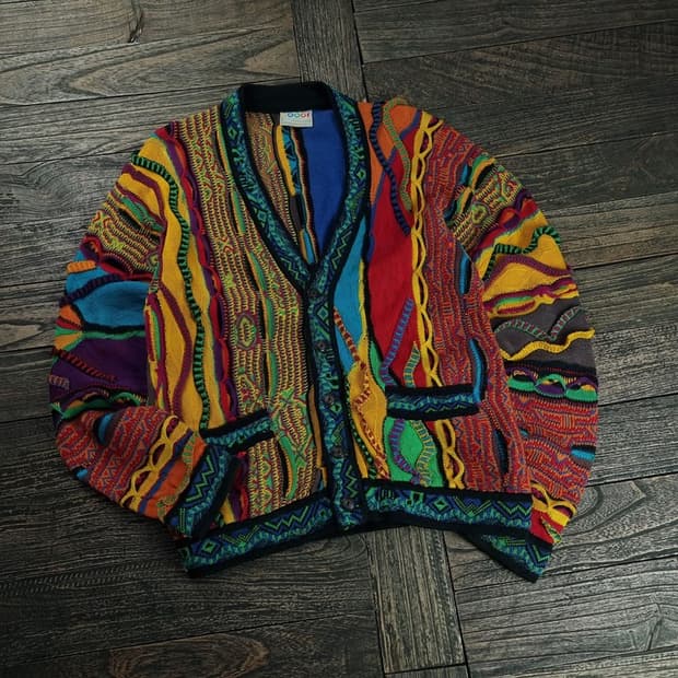 [쿠지] 에스닉 패턴 3D 케이블 빈티지 니트 가디건 P01419
