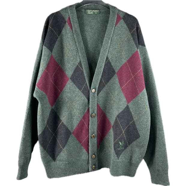 [XL] 라일앤스콧 아가일 퓨어 램스울 가디건