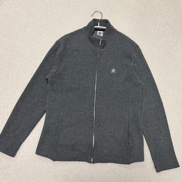 꾸레쥬 그레이 집업 니트 가디건