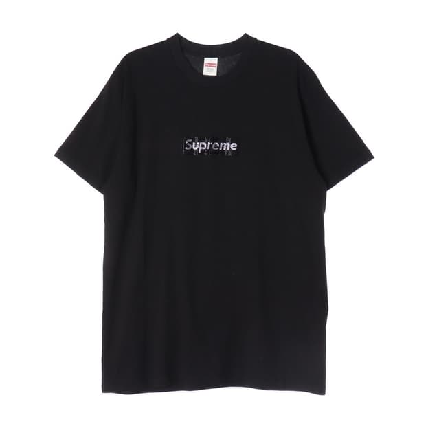 슈프림 블랙 스플래터 로고 반팔티 L
