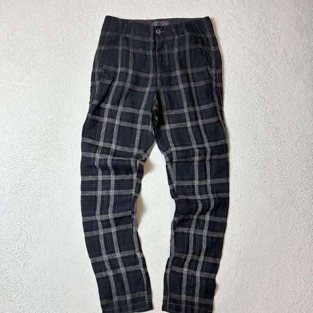 트랜짓 00's 이태리 린넨 체크 스트레이트 팬츠 PN7674