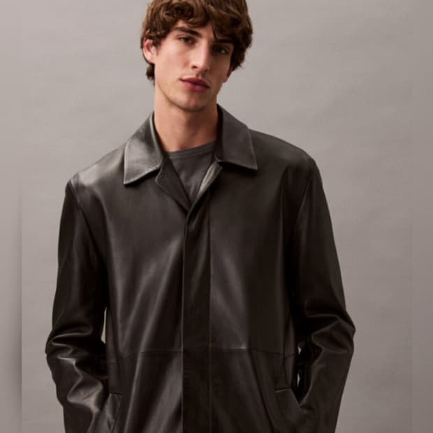 calvin klein studio 차은우 레더 카코트 유일매물