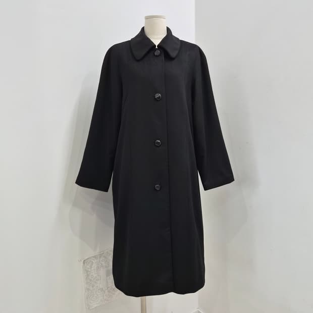 울100% 블랙 클래식 롱코트