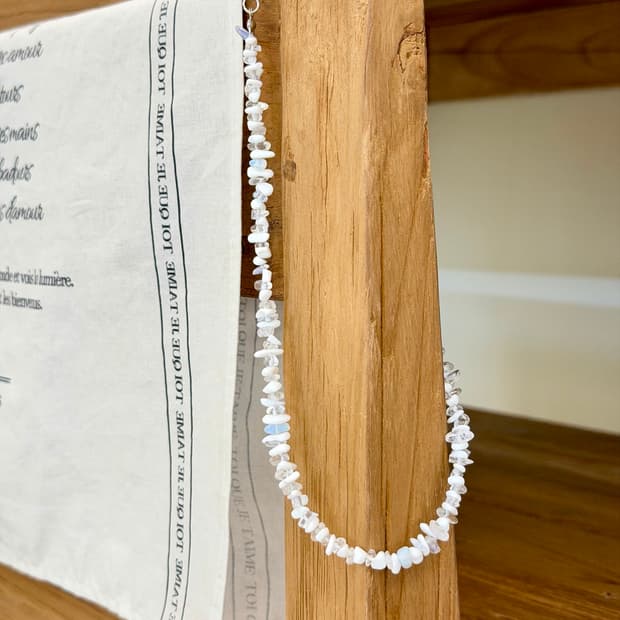 White Gemstone Bead Necklace