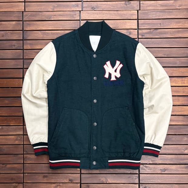 (L) MLB 뉴욕 양키스 레더암 누빔 바시티 자켓