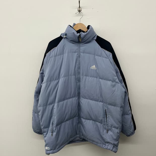 아디다스 하늘색/블랙 패딩 점퍼 남xl