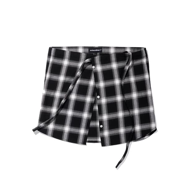 엑스트라 오디너리 CHECK REAR APRON 에이프런 레이어드 스커트