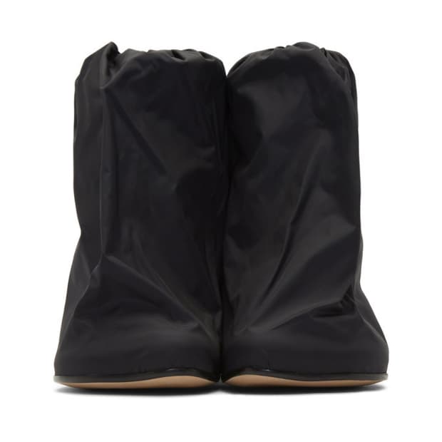 MM6 Black Nylon Gathered boots
