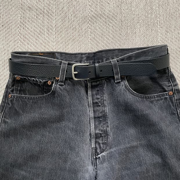 빈티지 genurine leather 실버버클 레더벨트