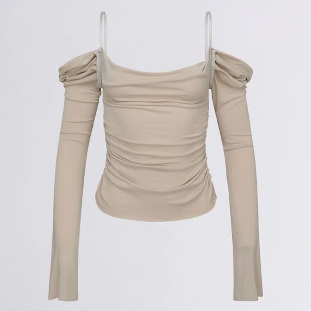 반택포) 스컬프터 Draped Off-Shoulder Top Raw