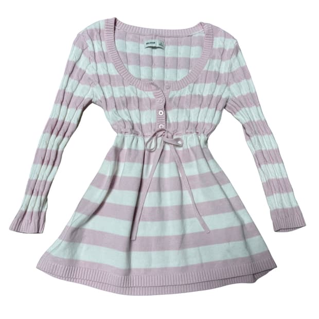 홀리스터 핑크+화이트 스트라이프 베이비돌 니트