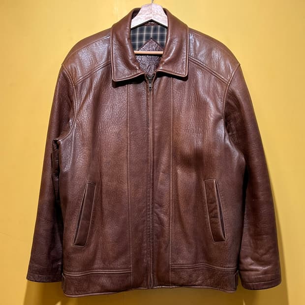 90s [100] INDIAN 빈티지 천연 가죽 블루종 자켓