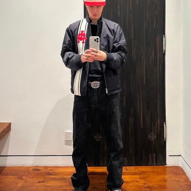 [L] 크롬하츠 코브라 크로스 레더패치 레이싱 퍼자켓