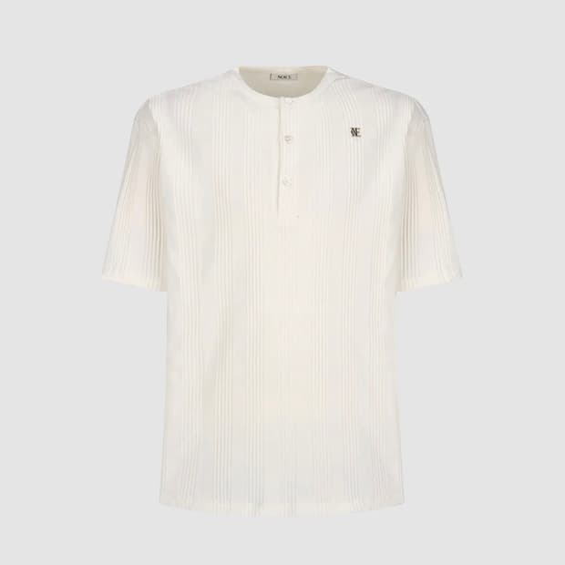 (L) 노이스 COTTON RIBBED HENLEY NECK - WHIT