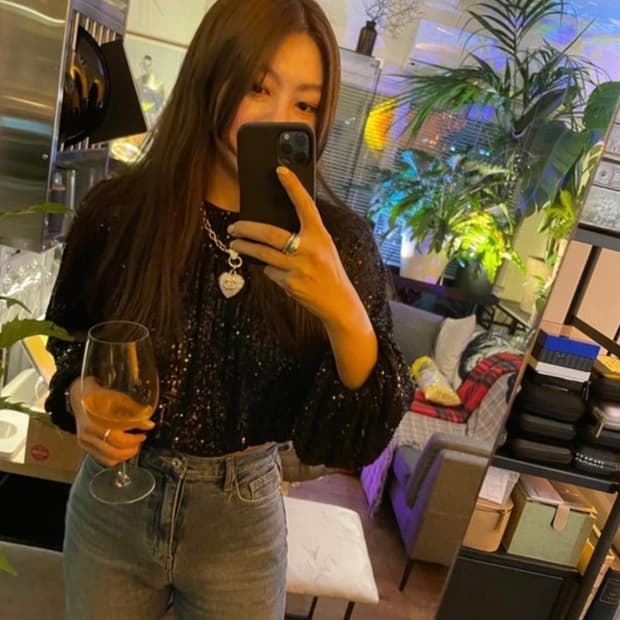 h&m 시퀸 블라우스 블랙