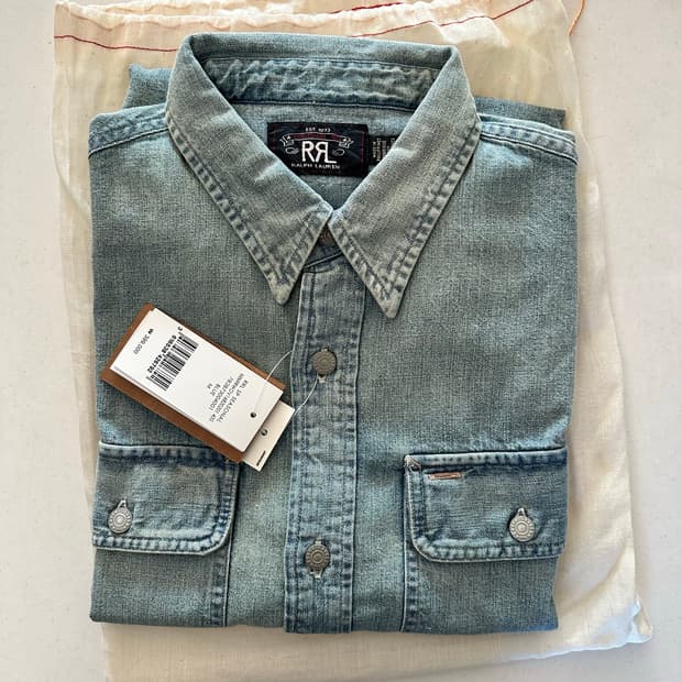 더블알엘 인디고 데님 워크셔츠