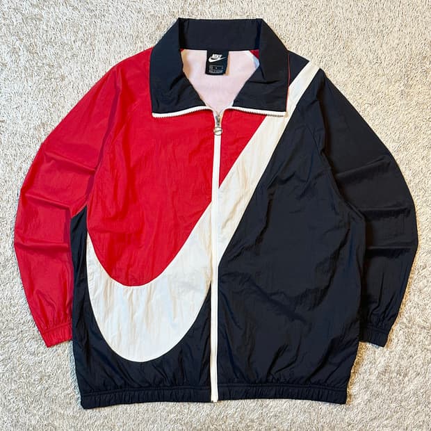 나이키 NIKE 빅스우시 우븐 배색 바람막이 자켓 검빨