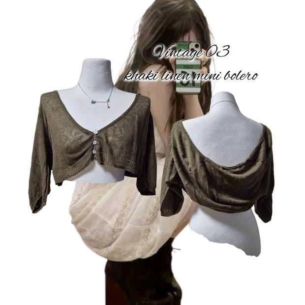 Vintage 03 khaki linen mini bolero