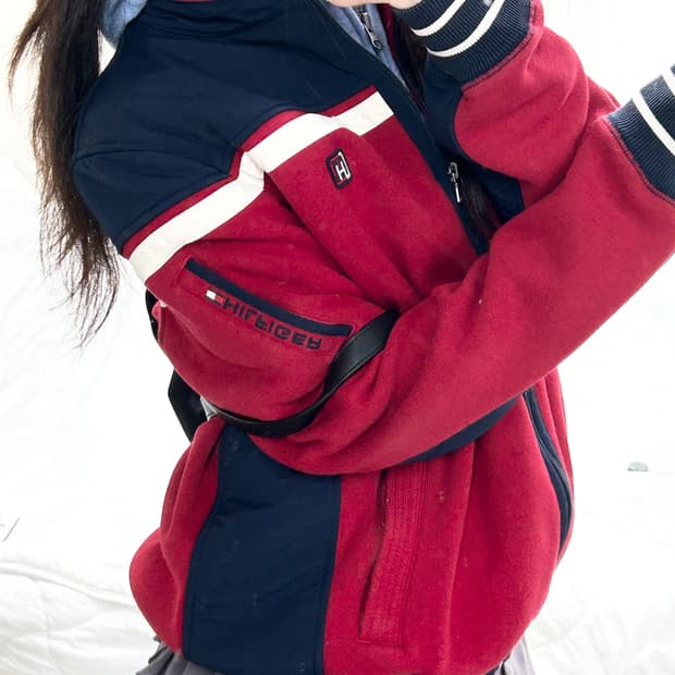 타미힐피거 배색 니트자켓