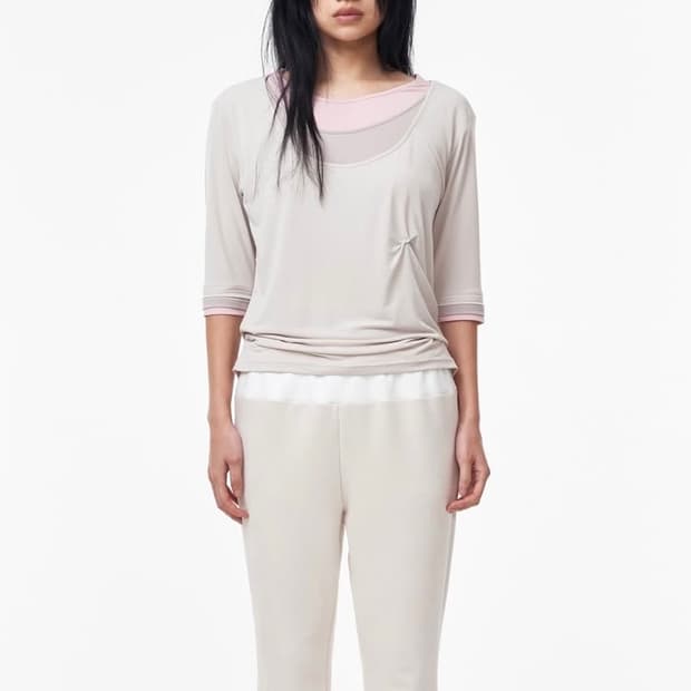 하우스므세 레이어드 하프 탑 베이지