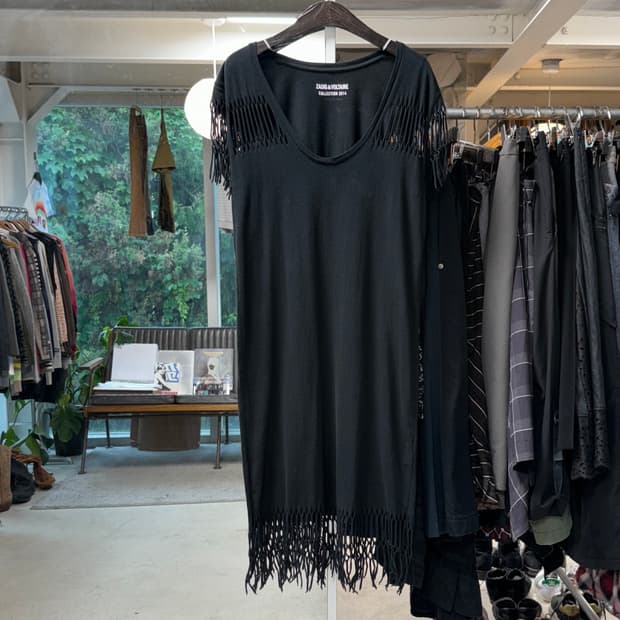 쟈딕앤볼테르 컷아웃 프린지 원피스