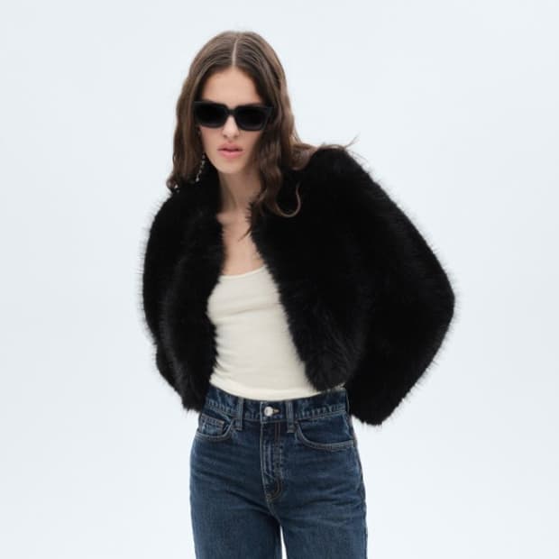 Mango 망고 퍼자켓 블랙 S