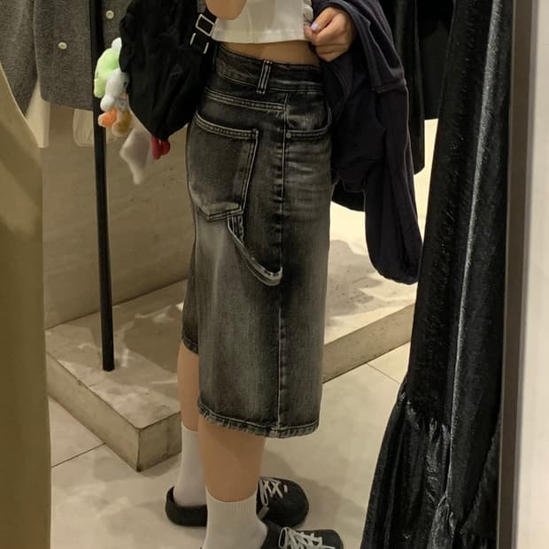 누아클레 흑청 버뮤다 팬츠