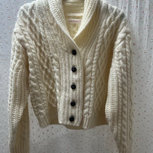 니트 가디건 아이보리
