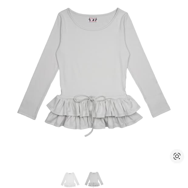 러프넥 러플 플레인 티셔츠 애쉬