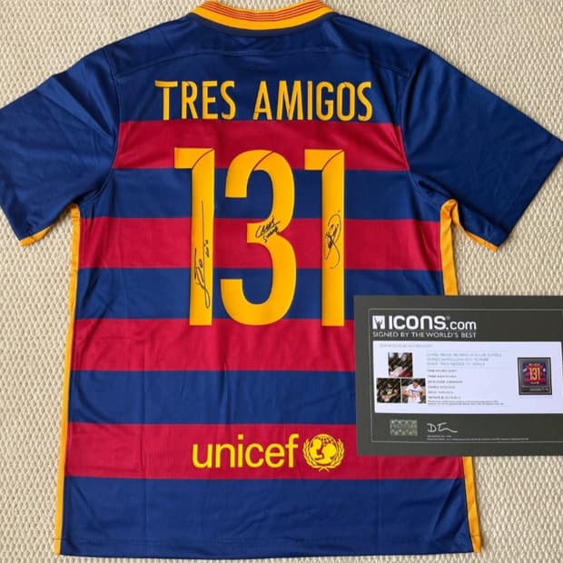 15-16 바르셀로나 MSN 메시 네이마르 수아레즈 사인 유니폼 