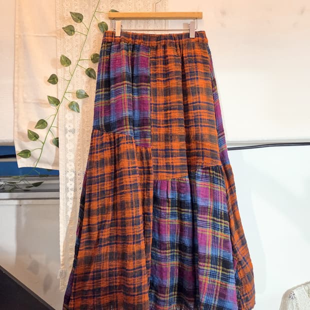 패치워크 롱스커트