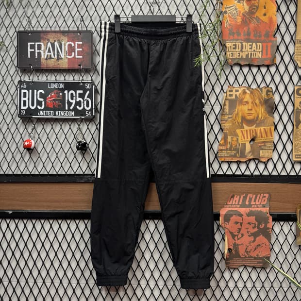 00s 아디다스 트레이닝 트랙 팬츠 사이드 로고 포인트 블랙