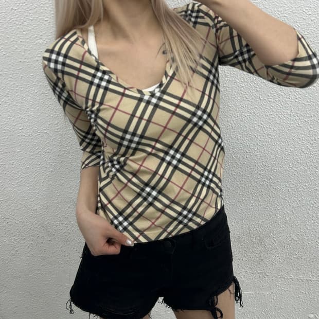 버버리 클래식 노바체크 7부 슬리브 S
